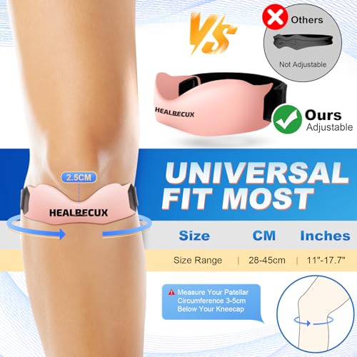 Image of Silicone Patellar Tendon Support Strap, Adjustable Non-Slip Patella Band Stabilizer Knee Brace for Jumpers Knee, Tendonitis, Basketball, Volleyball, Squats, Pink 1 Pack