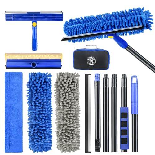 Wontolf 79'' Window Squeegee Cleaner Tool with Extension Pole, 4-in-1