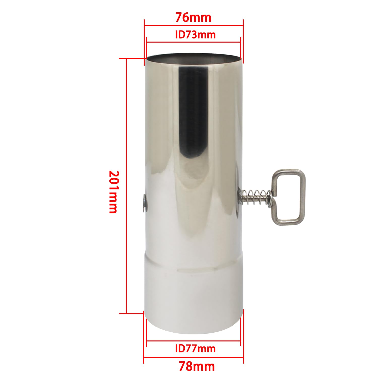 Tubo chimenea con tiro para tubos de salida de humos cocina estufa de leña tubo estufa pellet regulador de tiro válvula de mariposa compuerta regulación aire caldera de leña (H201mm OD76mm ID73mm)