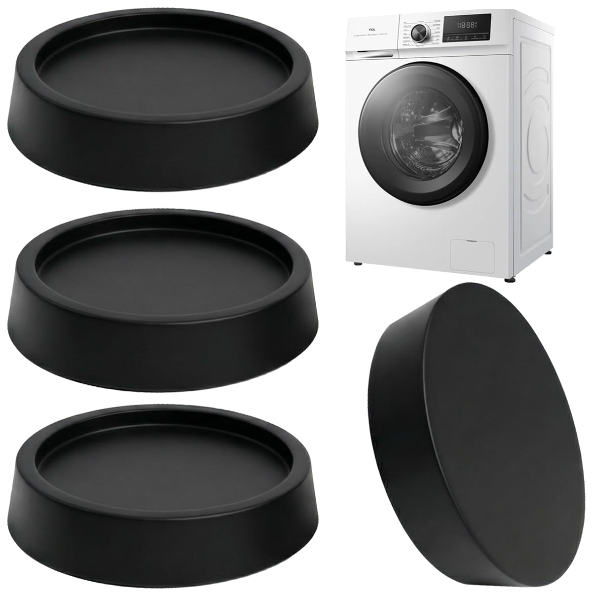 Mario10 Anti Vibration Washing Machine Pads 4 Pack, Rubber Anti-Slip Shock Absorber Feet for Washer, Dryer, Dishwasher, Fridge, Noise Reducing Floor Protectors