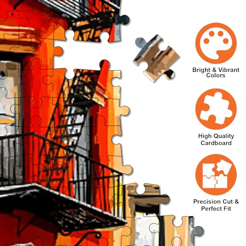 Autumn NYC Brownstone Puzzle de 1000 Piezas para Adultos | Escena Colorida de Casa Urbana, Tamaño Final 27.5" x 19.7", Rompecabezas de Arte Urbano Desafiante miniatura 4