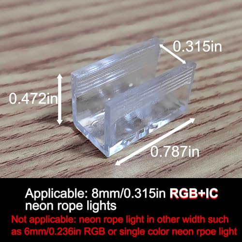 Image of Neon Rope Light Mounting Brackets, Clear Fixing Clips with Screws and Nail-Free Glue, for 8x16mm RGB+IC WiFi LED Rope Light, Neon Signs DIY(20Clips, 20Screws)