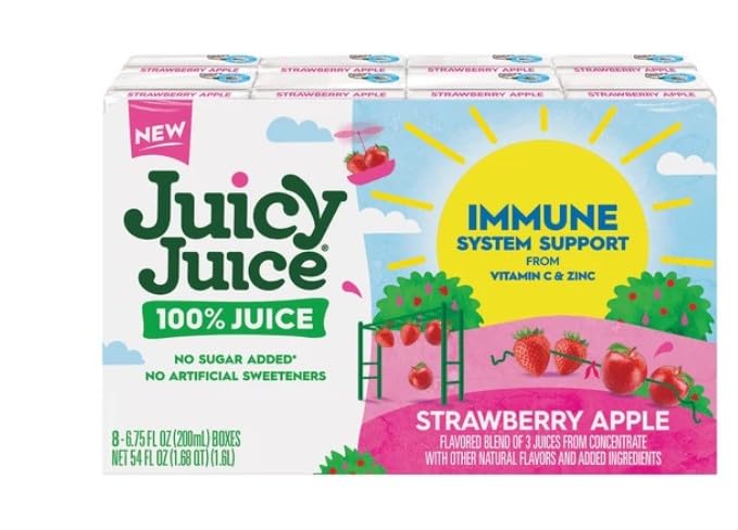 Juicy Juice 100% Juice, Strawberry Apple, 8 Boxes (Pack of 3).