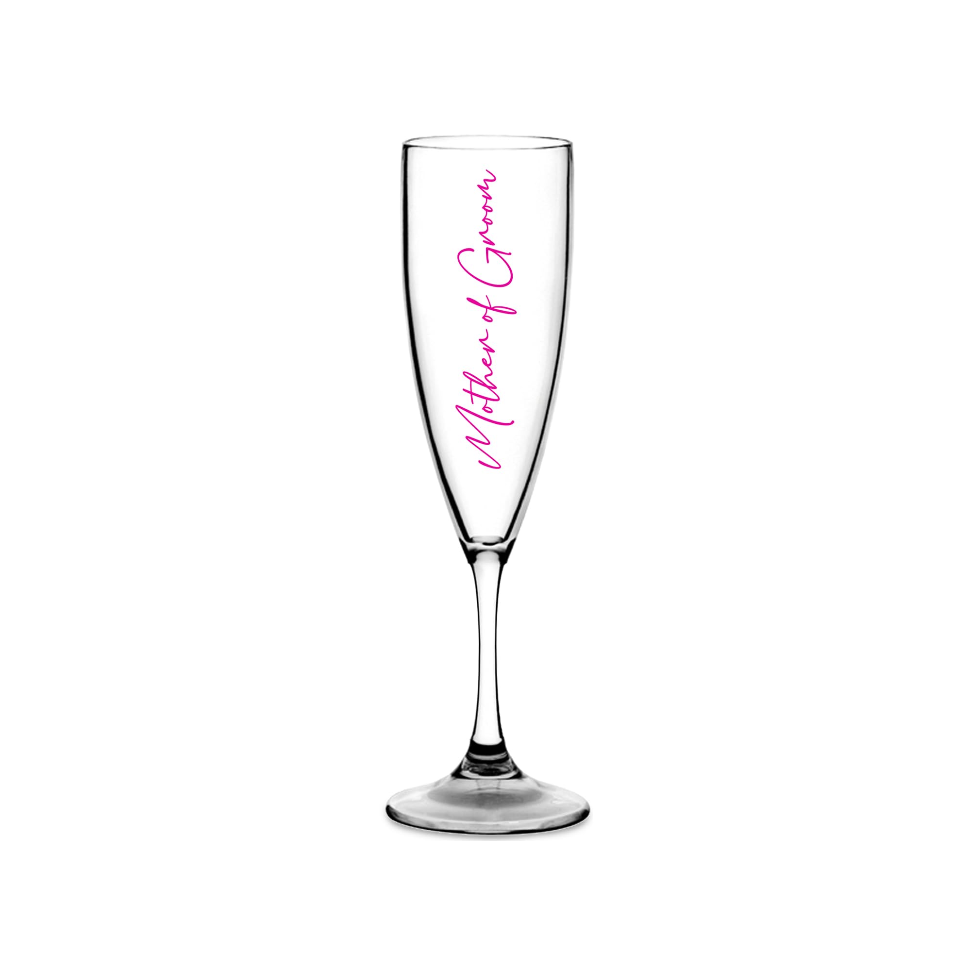 Print Maniacs Champagne Premium Clear Flute Glass Bride Groom Mr Mrs Wedding Maid Honour Wine Cocktail Prosecco Celebrations Gift (Pink, Mother of Groom)