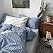 mixinni Vintage Striped Blue Duvet Cover King - 100% Cotton Red Stripes 3-Piece Bedding Duvet Cover Set with Zipper Closure, Soft & Breathable Retro Design for All Seasons (King Size)