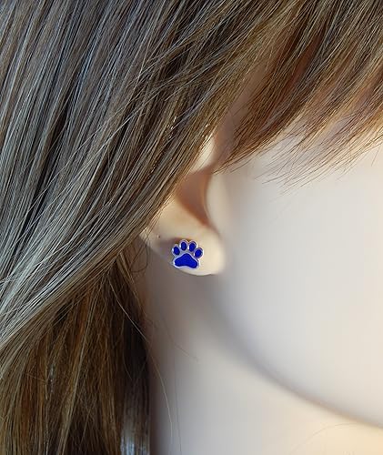 Solid 925 Sterling Silver w/Color Enamel Paw Print Stud Earrings Puppy Dog Cat Pet Lover(Choose Your Color)4