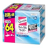 【大容量】クイックルワイパー 立体吸着ウエットシート 掃除機かけずに一度でサッパリ 香りがのこらない 64枚入り ジャンボパック
