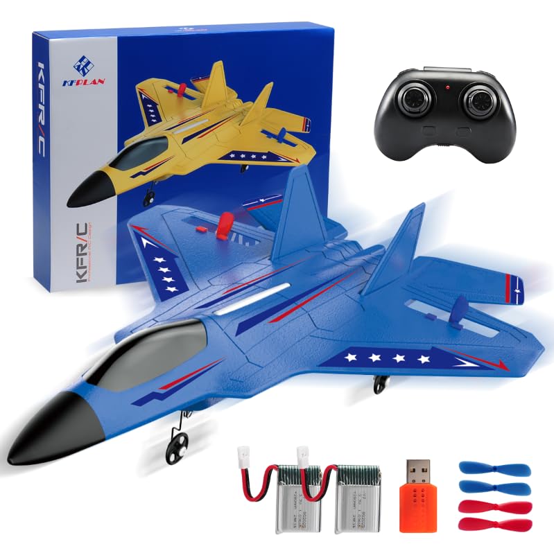 ANTSIR F22 RC Airplane Easy to Fly - 2.4GHz Remote Control Fighter Jet with Gyro Stabilizer & LED...