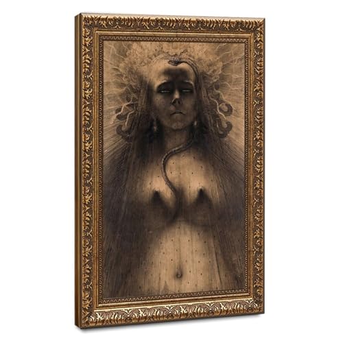 Décoration murale pour bureau avec la toile Jean Delville The Evil of Perversity cadre suspendu