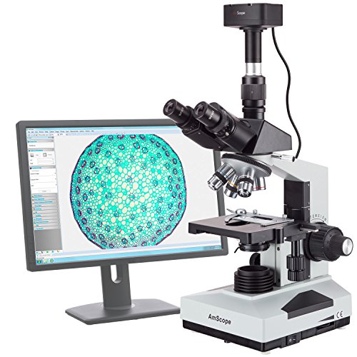 Amscope T490B-10Mt Compound Trinocular Microscope, Wf10X And Wf20X Eyepieces, 40X-2000X Magnification, Brightfield, Halogen Illumination, Abbe Condenser, Double-Layer Mechanical Stage, Sliding Head, High-Resolution Optics, 110V, Includes 10.7Mp Camera With Reduction Lens And Software #TOP1