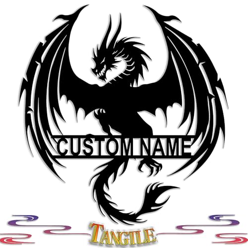 Personalized Dragon Metal Sign, Custom Dragon Metal Sign Art Led, Custom Dragon Name Sign, Dragon Lovers Gift, Mans Cave Wall Decor, Cool Wall Decor, 8-24inches