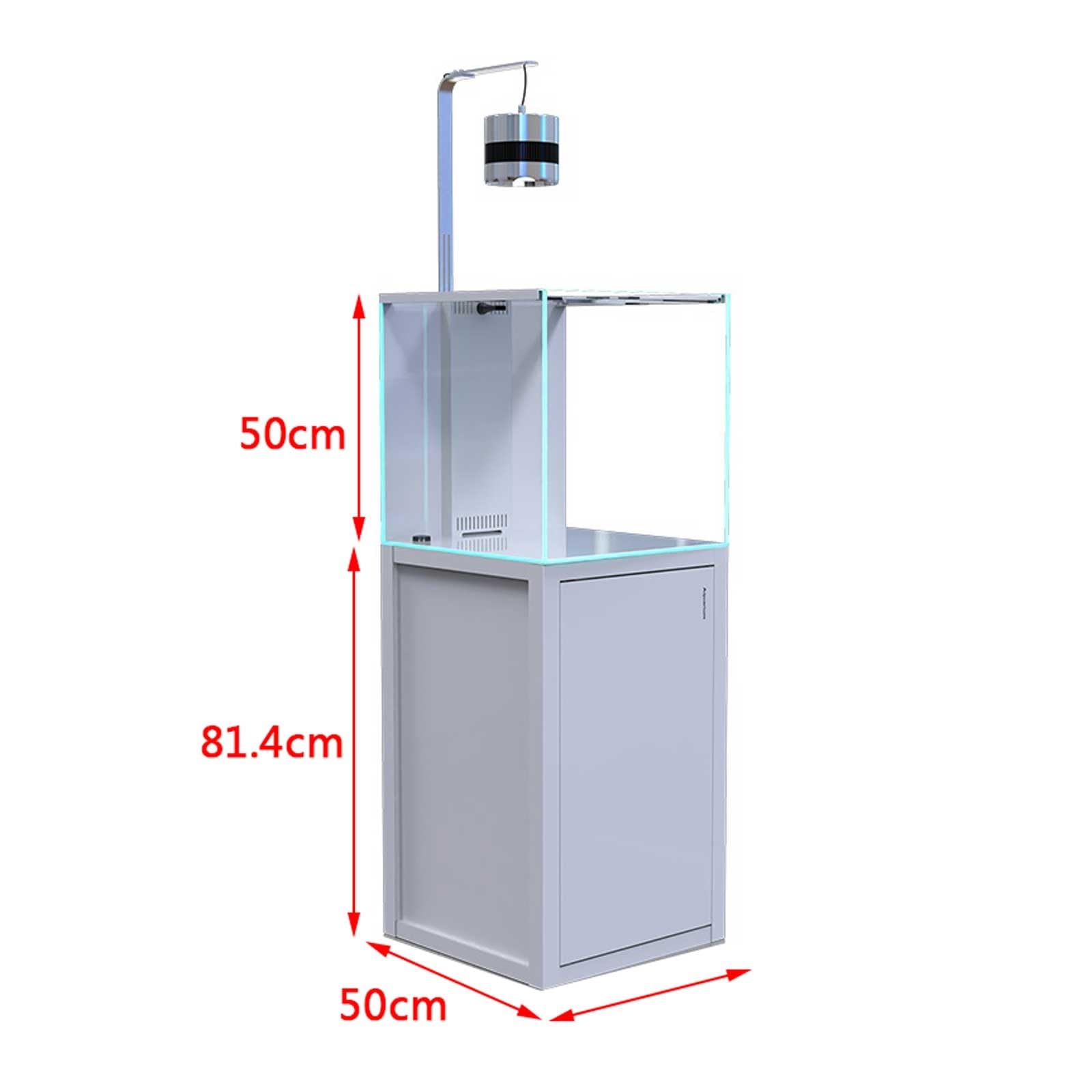 Fischtank Großes bodenstehendes Aquarium mit weißem Sockel, Salzwasser-Aquarium, Glasaquarium for Korallen-Salzwasserfische Aquarium(50x50x131cm)