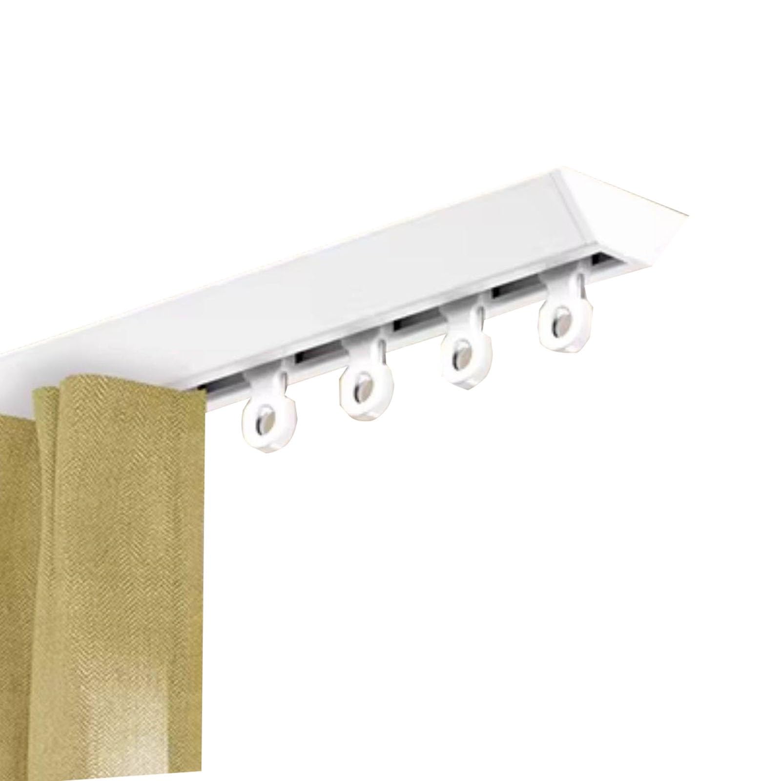 Rail de rideau de plafond en alliage d'aluminium à voie en forme de V avec poulies silencieuses, adapté aux baies vitrées et aux fenêtres à ouverture vers l'intérieur(9.1 ft)