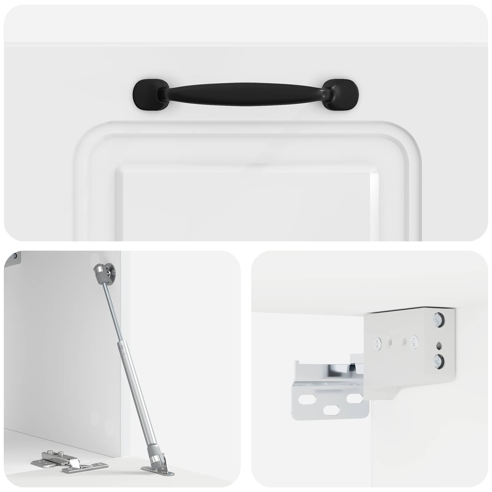 Mobile Porta TV da Muro Bianco Lucido in Legno Ingenerizzato 59,5 x 31 x 30 cm con Scomparti e Ripiani, Supporto TV Sospeso per Soggiorno, Consolle Salvaspazio con Passacavo e Anta
