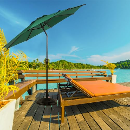 Image of Abba Patio 11FT Lyon Outdoor Patio Umbrella Outdoor Table Umbrella with Push Button Tilt and Crank Market Umbrella 8 Sturdy Ribs UV Protection Waterproof for Garden Deck Backyard Pool Dark Green