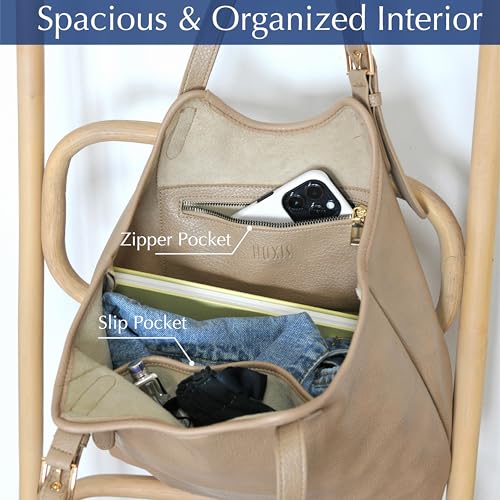 Image of HOXIS Tote Bag for Women with Adjustable Handles Soft Vegan Leather Shoulder Handbag for Work, Travel & Everyday Use