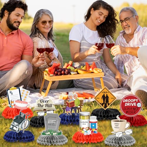 Image of Over the Hill Birthday Decorations - 9 Pcs 50th Table Centerpieces