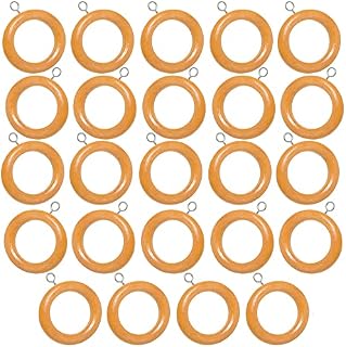 QPC Direct 24 Pack Wooden Curtain Pole Rings For 28mm Poles, Antique Pine