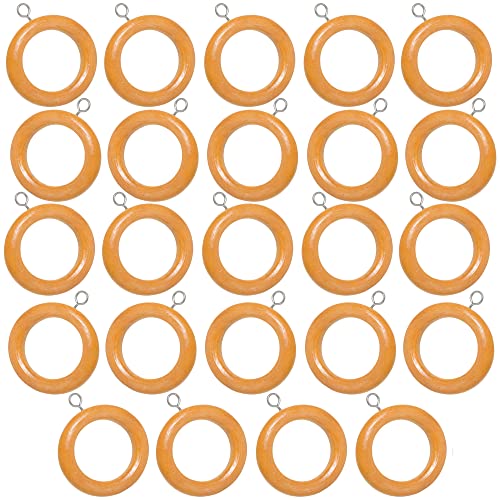 24 Pack Wooden Curtain Pole Rings For 28mm Poles, Antique Pine