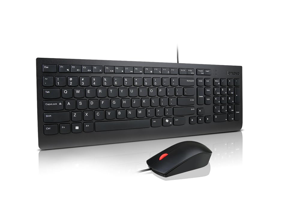Lenovo Essential Wired Combo - ensemble clavier et souris - QWERTY - US avec le symbole de l'euro...