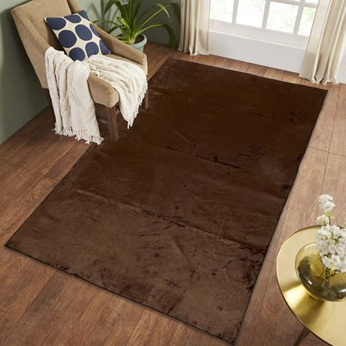 Image of RD TREND Carpets for Living Room Anti Skid Carpet for Room /Hall /Bedroom /Office /Floor Carpet&Rugs Machine-Washable (Brown, 4X6 Feet)