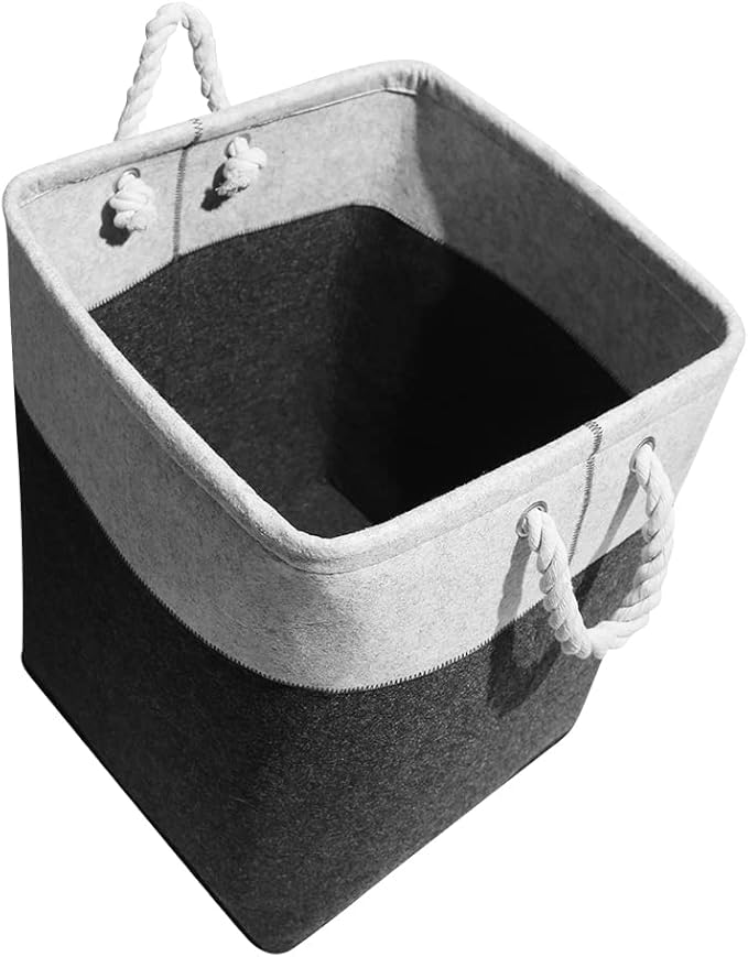 Cesto Portabiancheria In Feltro Grigio - 80 Litri, Salvaspazio, Pieghevole, Per Bagno O Camera - Foto 5