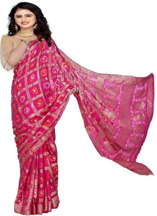 PK HUBWomen's Jaipuri Rajasthani Art Silk Bandhani Banarasi Gharchola Saree – Traditional Bandhej Saree with Zari Border