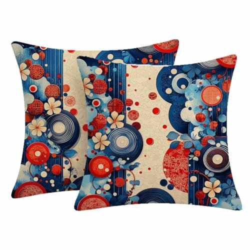 Geometría Funda Cojines Exterior Impermeable 45x45cm Funda de Cojines Abstracto Sofa Decorativo con Cremallera Oculta para Cama Decoración Sofás Sala de Estar Dormitorio Exterior Juego de 2-2808