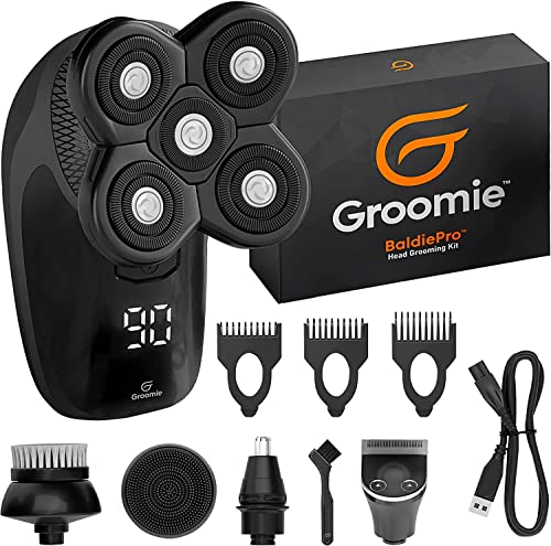 Rasoir pour crâne rasé 10 000 RPM GROOMIE BaldiePro rasoir rotatif tête IPX7 Wet&Dry