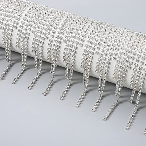 Coucoland 1 Yard Irregular Crystal Diamond Fringe Trim Tassel Chain Sewing Craft For Wedding Bridal Party Evening Dress Applique Diy Decoration (Irregular-Silver) #TOP3
