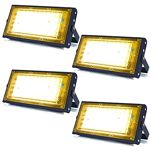 Image of MLD BL2247 50W Led Flood Light AC 220V Waterproof Brick Focus Floodlights for Indoor Outdoor Lights | Yellow /Warm White | 50 Watt | Pack of 4