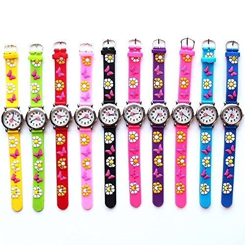 Reloj de niña Dibujos Animados en 3D Reloj de Mariposa Hermosa Reloj analógico Azul Reloj de Pulsera de Silicona para niñas y niños Relojes para niñas (Color : Rose)