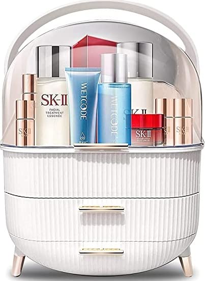 Cosmetic Organizer with Drawers Dust Water Proof Makeup organiser Case Suitable for Bathroom Countertop Dressing case (green) (White)