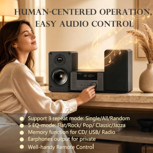 Image of Home CD Stereo Shelf System,100W Hi-Fi Bookshelf Speskers System