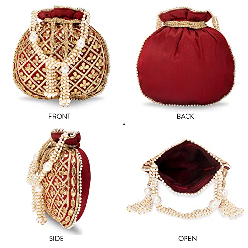Image of Aheli Embroidered Potli Bag Gift for Women Handmade Ethnic Purse Evening Handbags Stylish Bridal Fashion Clutch Bag