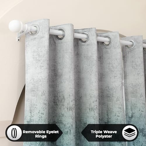 Image of Story@Home Blackout Digital Print Window Curtains 5 Feet Long Set of 1 | Room Darkening | Thermal Insulated Curtains for Living Room | 118 X 152 Cm, (Mint Green & Light Grey)