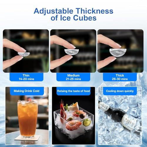 Image of Kismile Commercial Ice Maker, Freestanding Crescent Ice Maker 120lbs /24h, 30lbs Storage Bin, Full Heavy Duty Stainless Steel Construction, Ice Maker Machine for Home Bar, Coffee Shop, Business