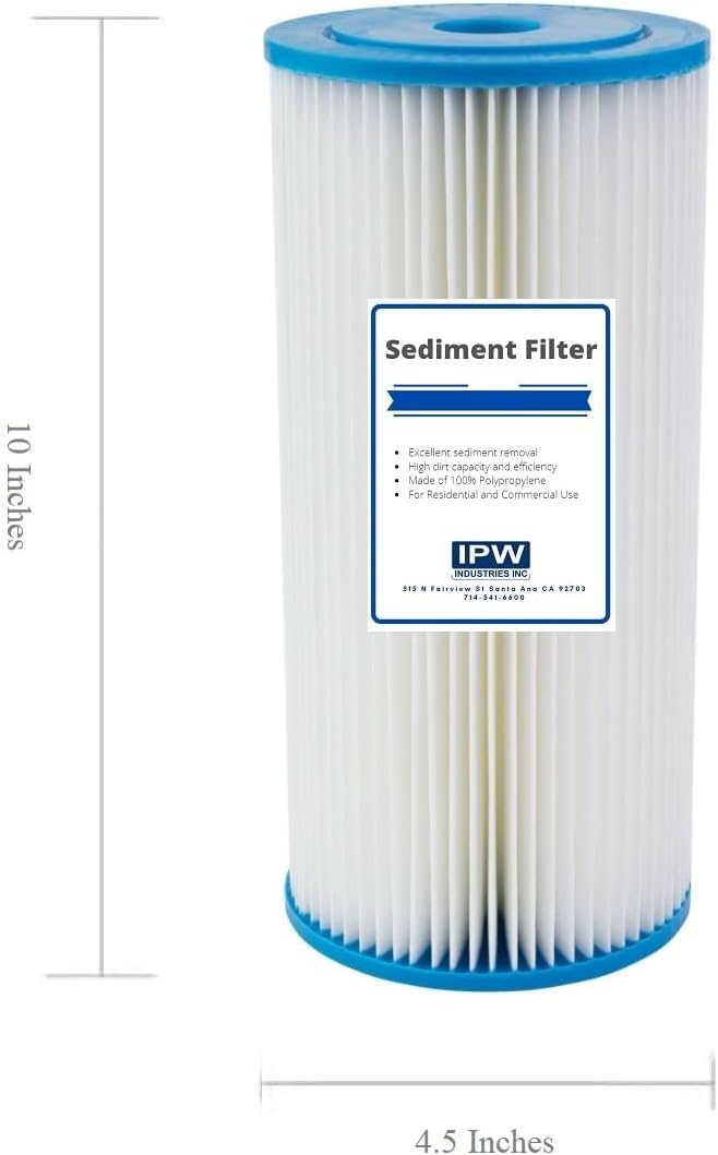 IPW Industries Inc. - (PBB-P10-35) 10" x 4.5" Whole House Heavy Duty Pleated Sediment Pre-Filter 0.35 Micron for Whole House Water Filter - (2-PACK)