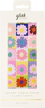 Glick Patterned Tissue Paper - Petal Pop - 500 x 750mm - 4 Sheets, M
