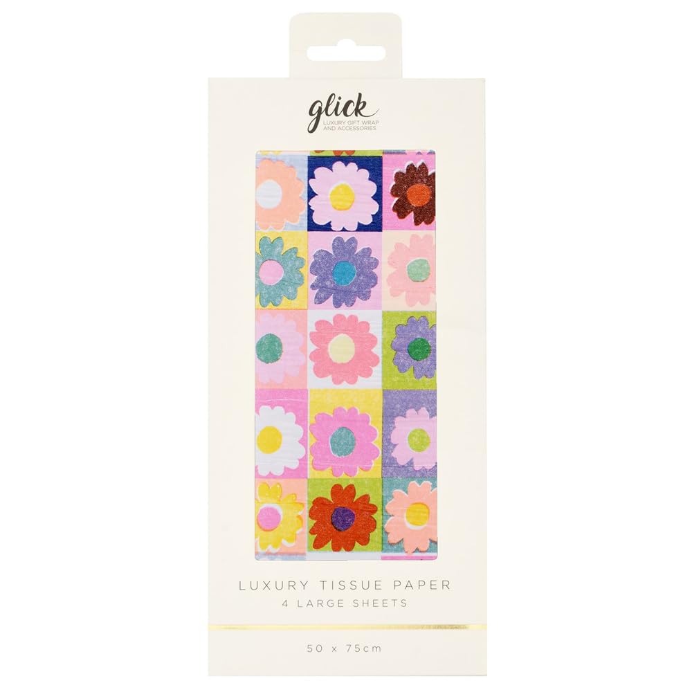 Glick Patterned Tissue Paper - Petal Pop - 500 x 750mm - 4 Sheets