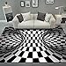 RUGMRZ Alfombra Baño Grande 3D Visual Redondo Alfombra Cuadrado Sala de Novio Blanco Y Negro Mesa Estereoscópica Y Silla Mats Epidemic Táctil Peludo Corta Alfombra Juegos in130X190CM/4ft 3''X6ft 3''