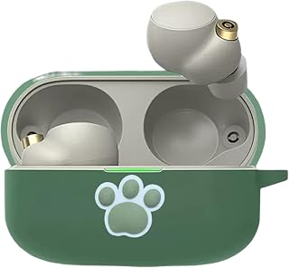 SKPY Case for Sony WF-1000XM4, Silicone 3D Cute Cartoon Green Cat Shockproof Protective Cover with Keychain, WF-1000XM4 Covers for Kids Teens
