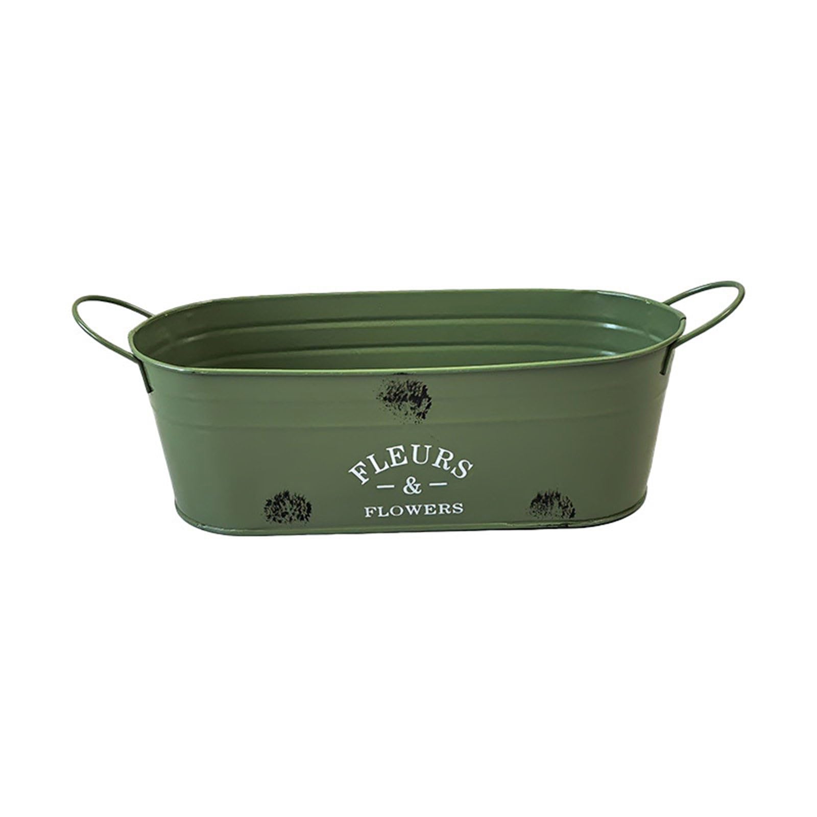 HDOYTXXM Modern Oval Iron Plant Pots Container with Reinforced Handle Rustproof for Indoor Outdoor Greeneries Arrangement Double Handle Metal Plant Container
