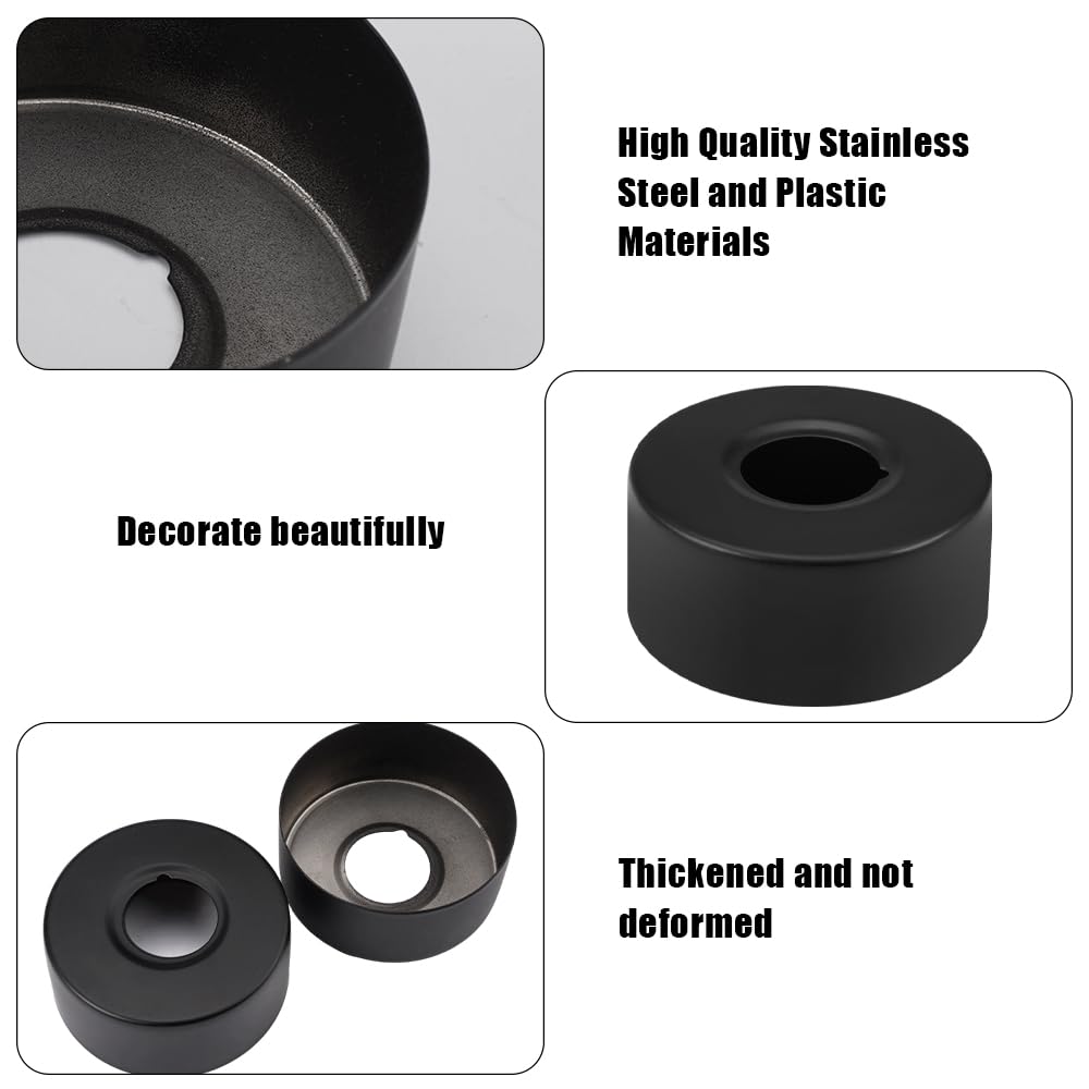 4 Piezas Negro Grifo de Ducha Roseta, Rosetas para Grifería de Ducha, Tamaños Ajustables Rosetas de Radiador, Embellecedor Grifo, Diámetro Interior 25 mm, para Grifos de Ducha, Radiadores