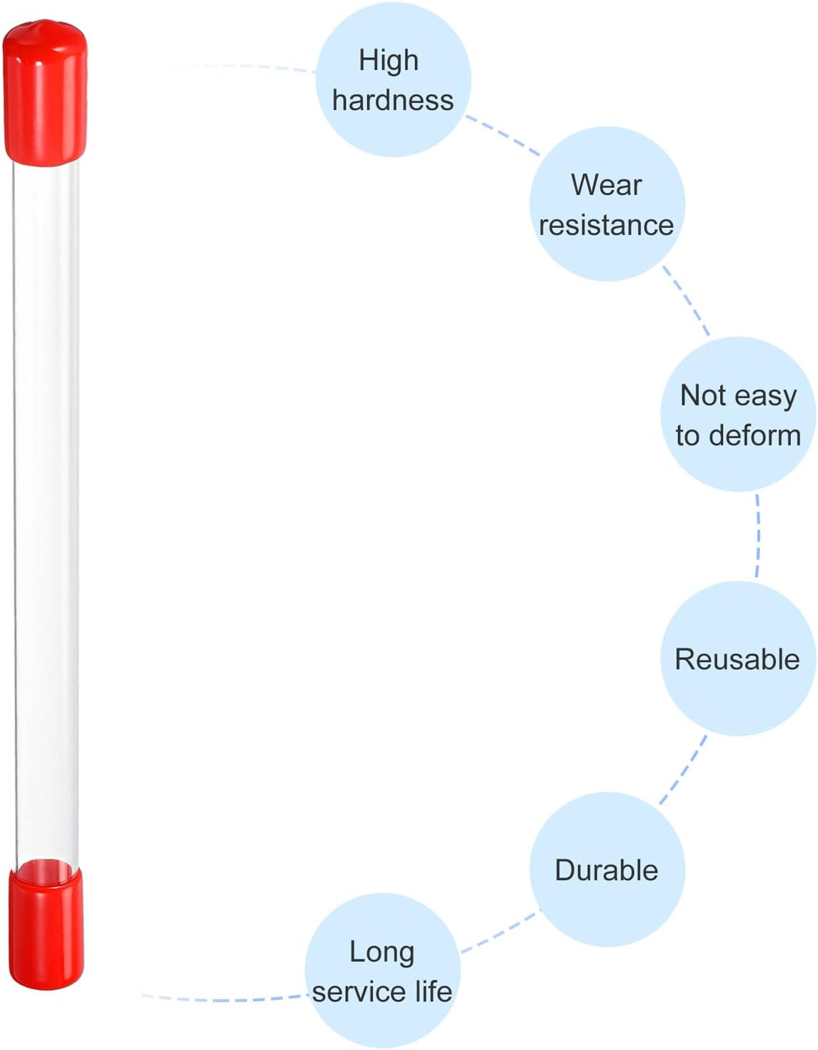 Clear Rigid Tube Round Plastic Tubing with Red Rubber Caps Polycarbonate Water Pipe, 305mm/ 12 Inch Length, 11mmx12mm/0.43"x0.47", 2 Set