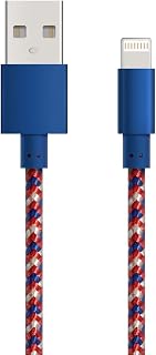 Fugetek iPhone Charger Cable,MFI Certified 2M Charging Cable USB Syncing Data，Nylon Braided Cord Charger Compatible iPhone 14 13 12 11 Pro Max XR XS X 8 7 6 Plus SE and More (RED-Blue-White)