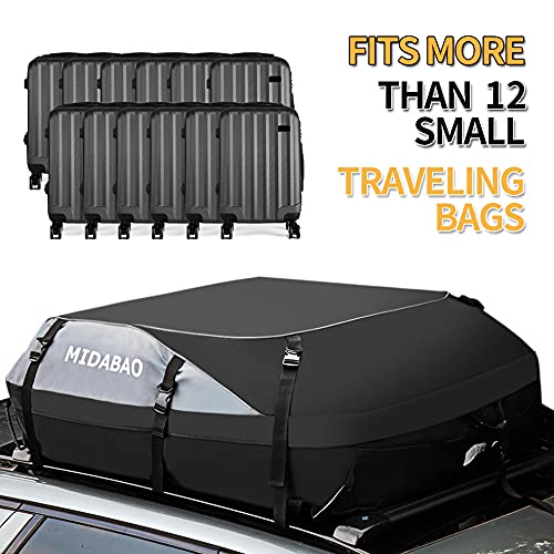 Car Roof Bag Cargo Carrier, 25 Cubic Feet Waterproof Rooftop Cargo Carrier + 6 Door Hooks Suitable For All Vehicle With/Without Rack #TOP2