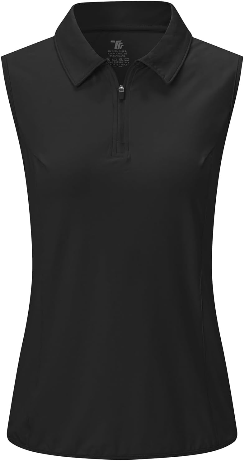 BGOWATU Women's Sleeveless Golf Polo Shirts 1/4 Zip Tennis Tank Tops with Collar UV Protection Quick Dry - Image 3