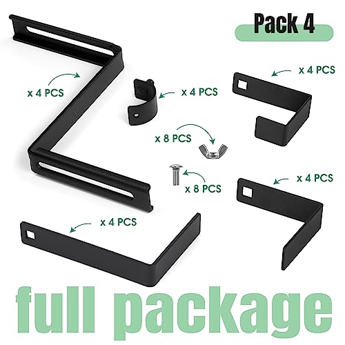 Vinazone Planter Box Bracket, Flexible Adjusted Size Flower Container Bracket Iron, Hanging Heavy Duty Bracket, Flower Box Stand Bracket For Porch Railing, Balcony, Garden Fence - 4 Pack-Black #TOP2