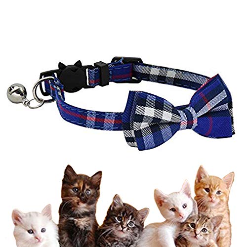 Kingkindshun Collier Chats,Collier de Sécurité pour Chat à Dégagement Rapide en Tissu en Nylon à Carreaux,Convient à des Chats et Petits Chiens Cover